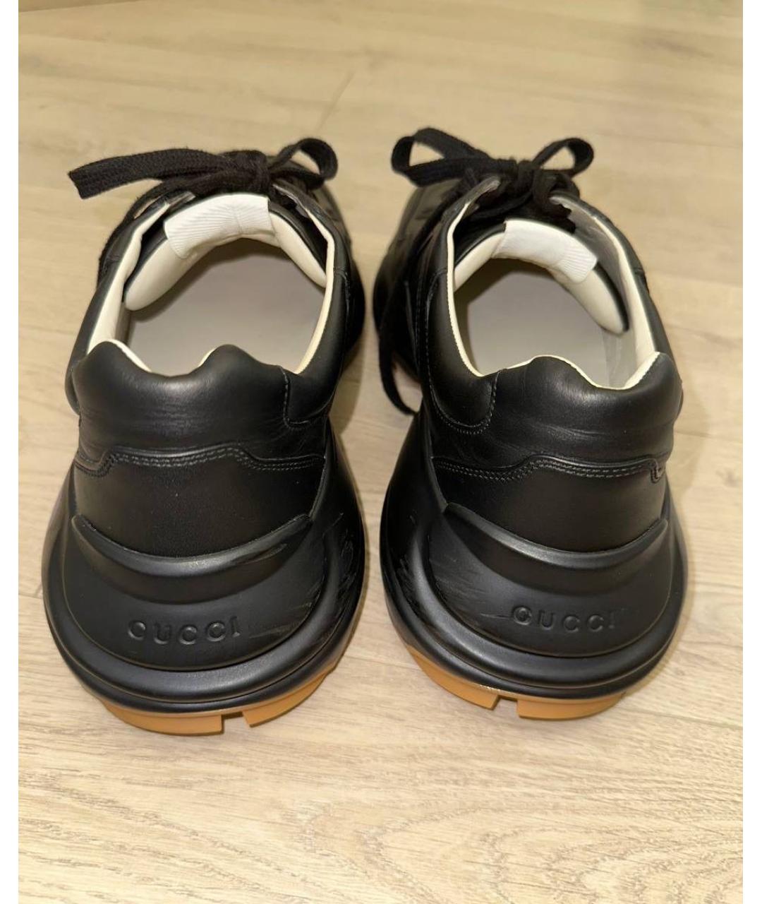 GUCCI Черные кожаные высокие кроссовки / кеды, фото 4