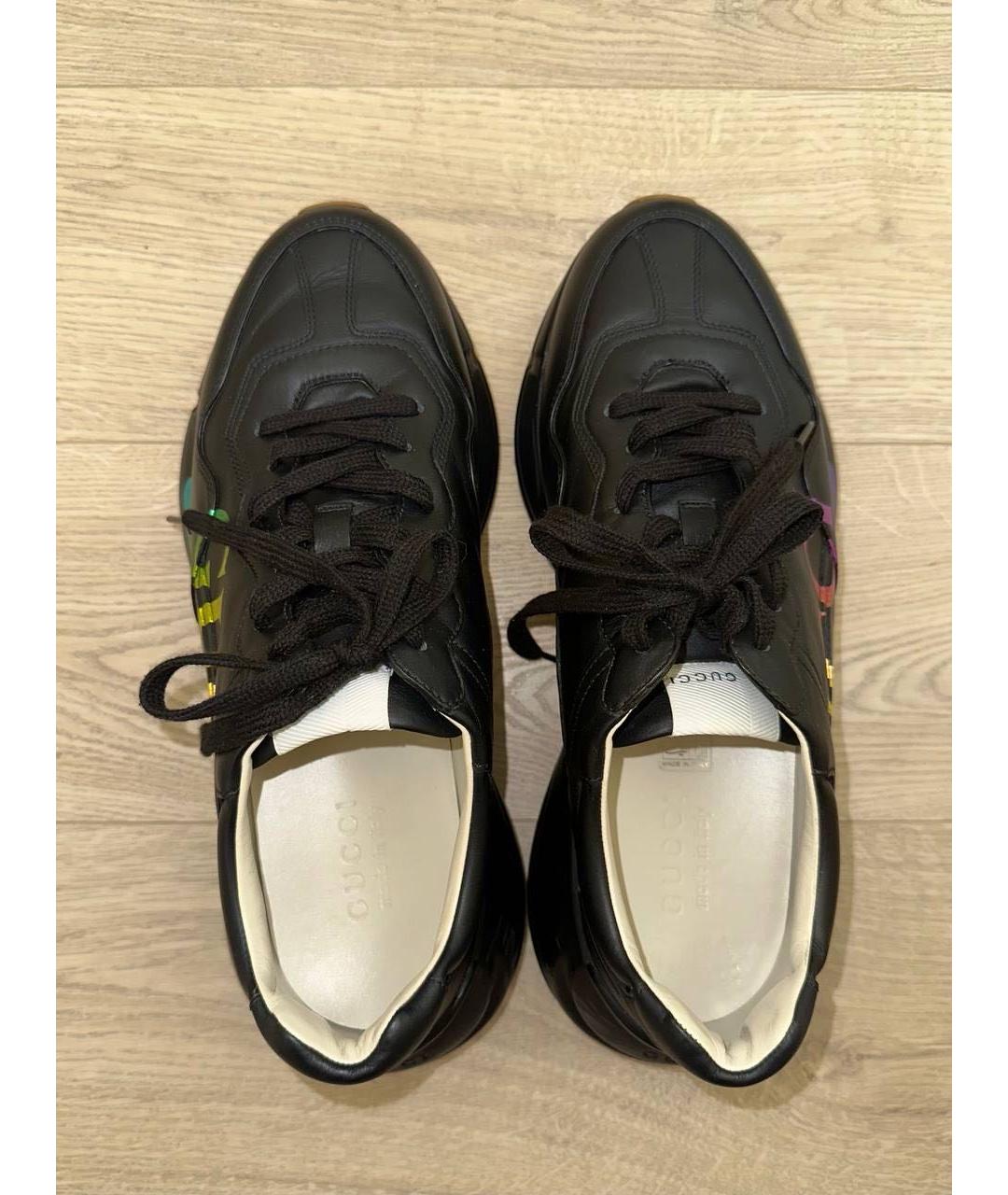 GUCCI Черные кожаные высокие кроссовки / кеды, фото 3