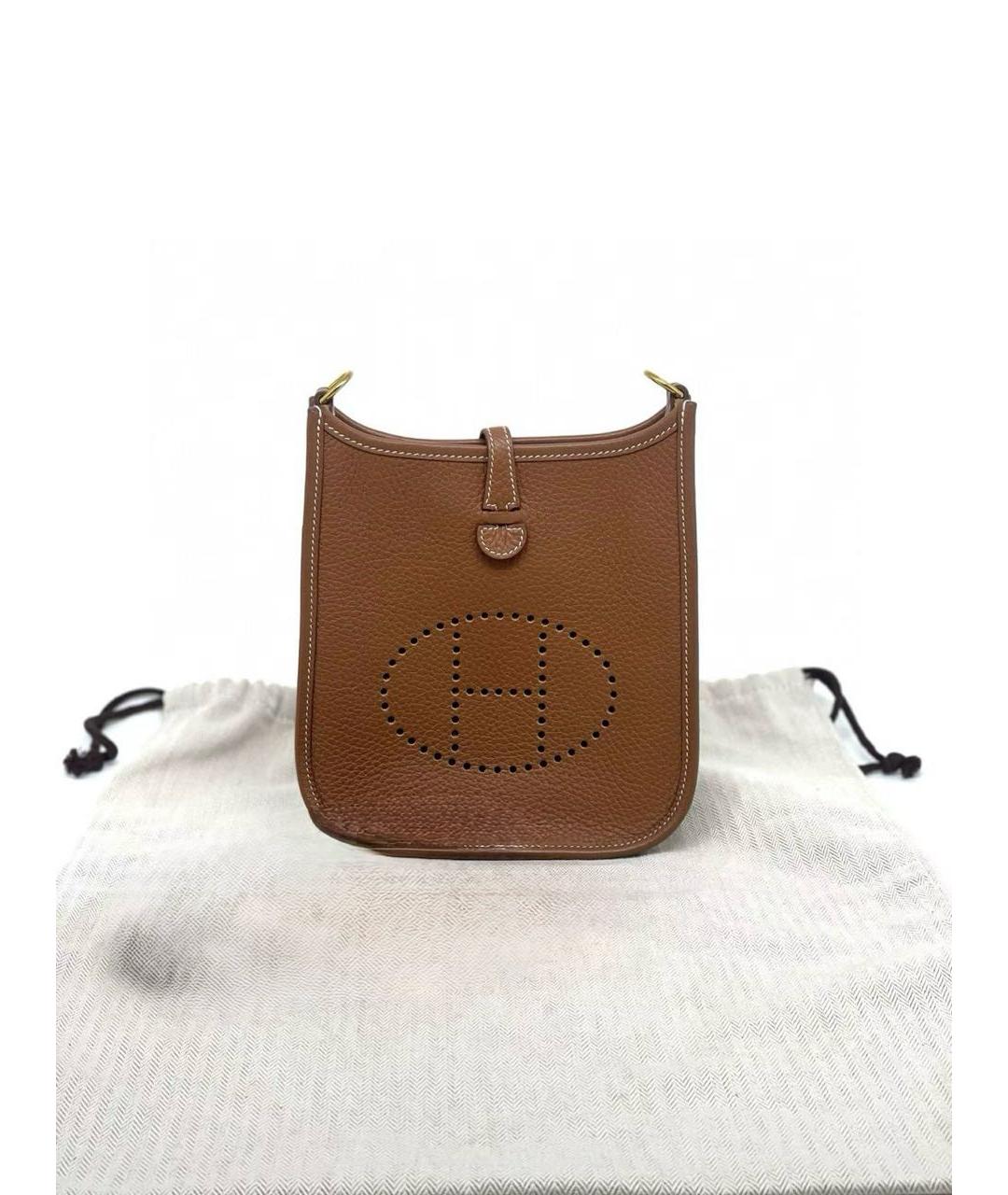 HERMES Коричневая кожаная сумка через плечо, фото 6