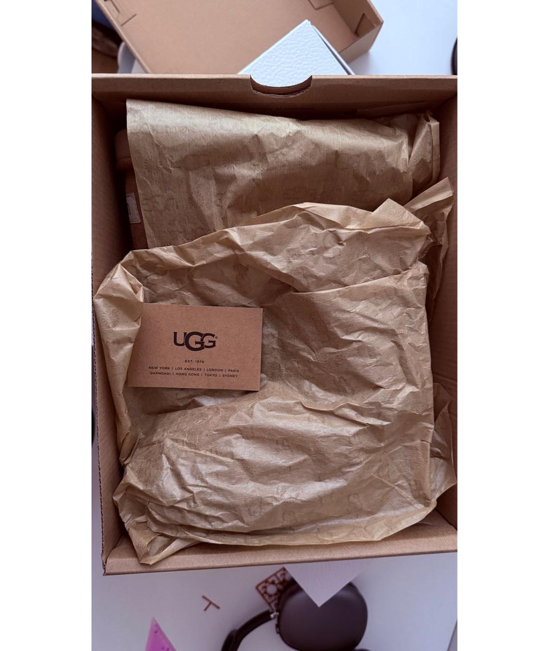 UGG AUSTRALIA Бежевые замшевые сапоги, фото 5