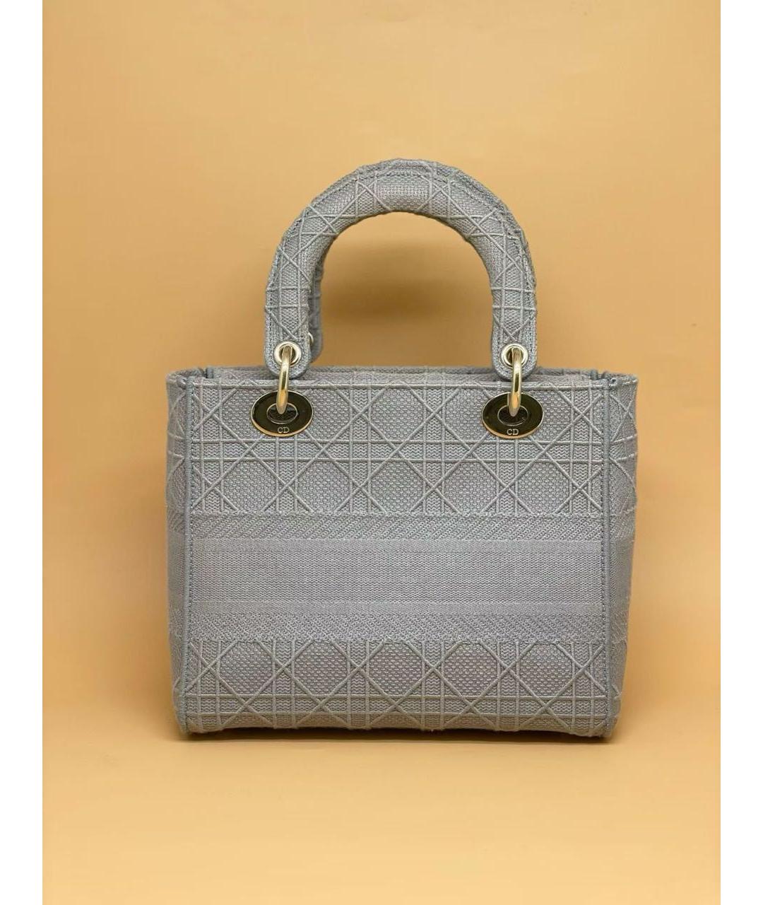 CHRISTIAN DIOR Серая тканевая сумка с короткими ручками, фото 2