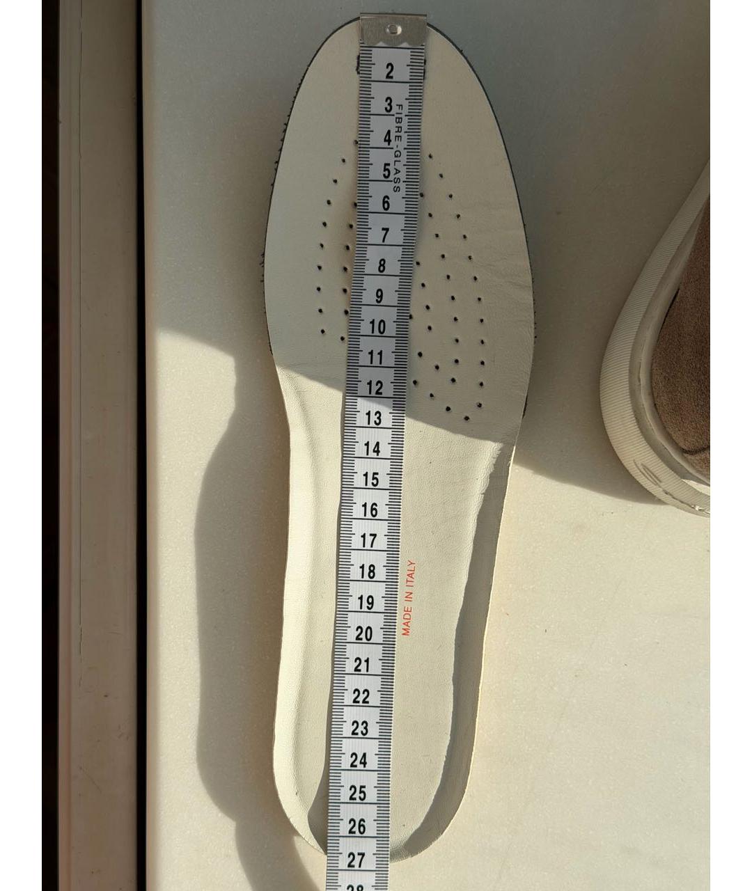 SANTONI Коричневые замшевые низкие кроссовки / кеды, фото 4