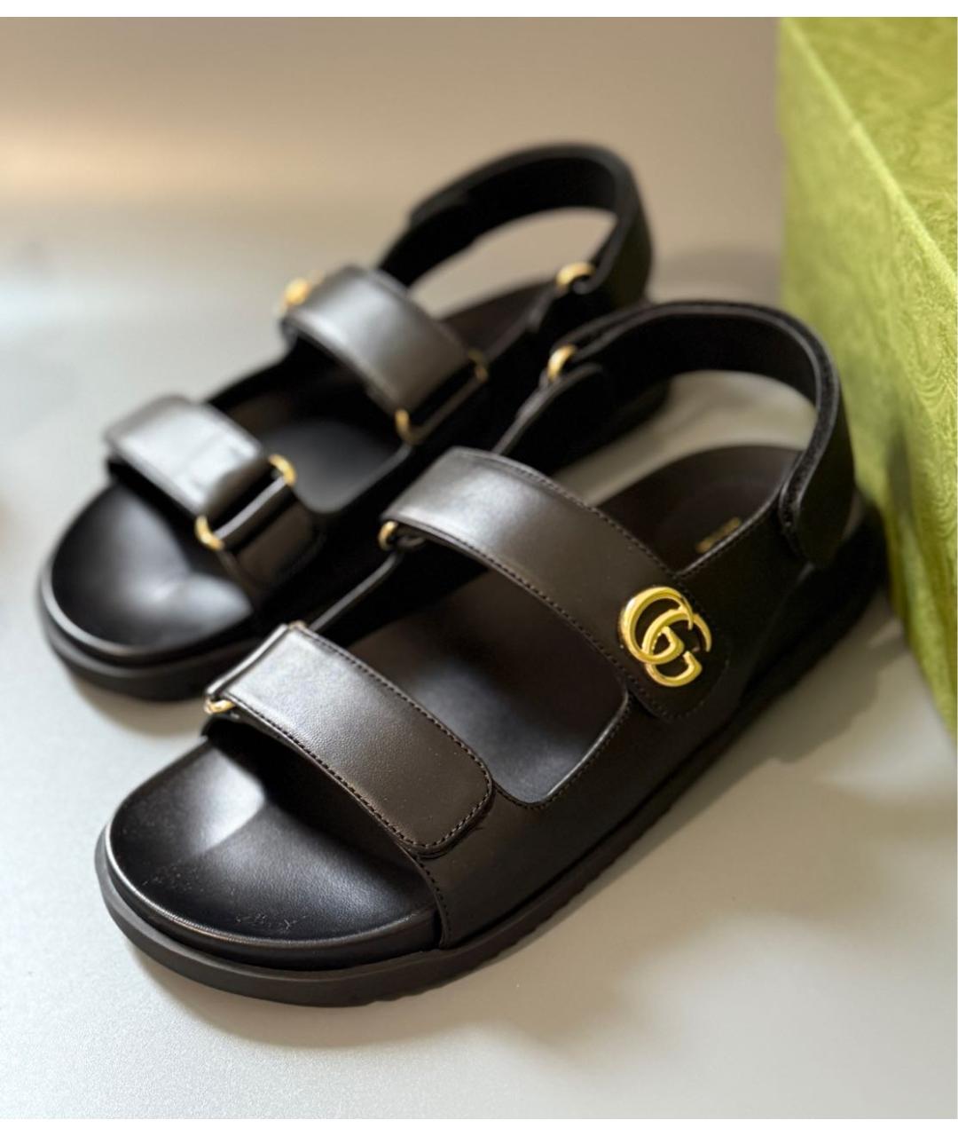 GUCCI Черные кожаные сандалии, фото 2