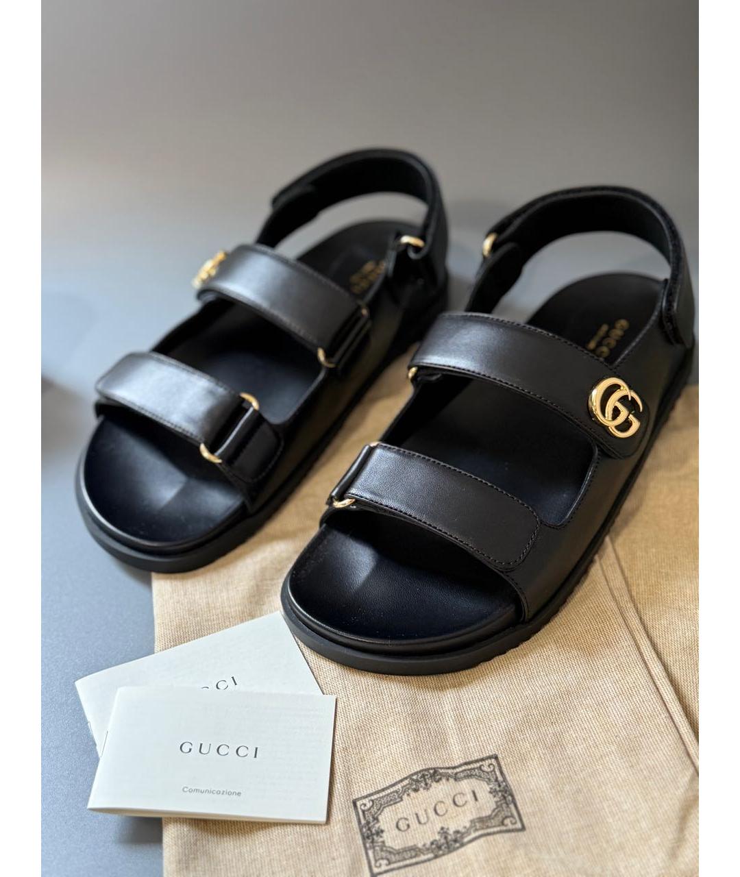 GUCCI Черные кожаные сандалии, фото 7