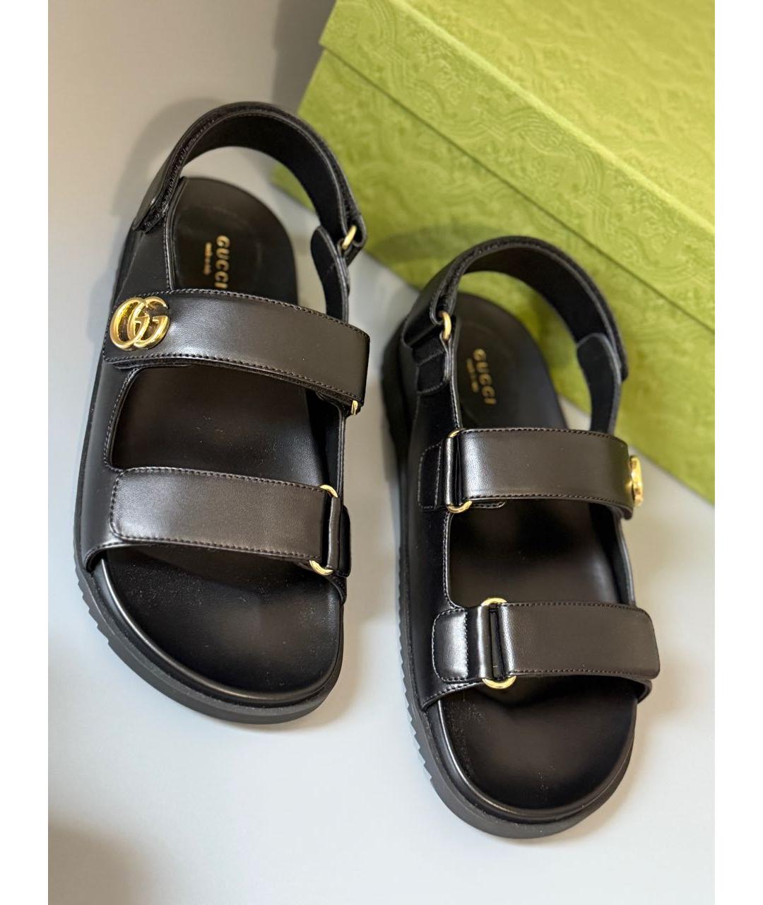 GUCCI Черные кожаные сандалии, фото 3