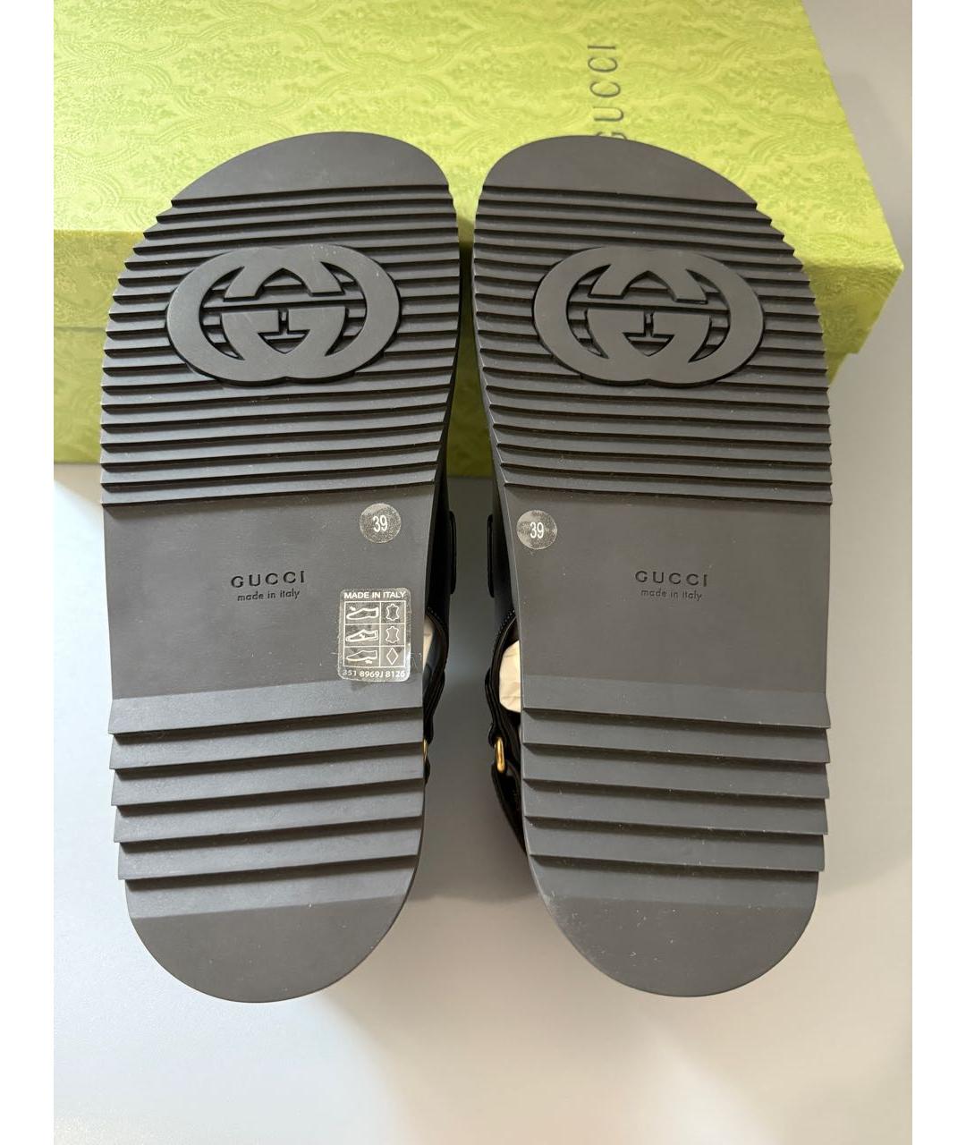 GUCCI Черные кожаные сандалии, фото 8