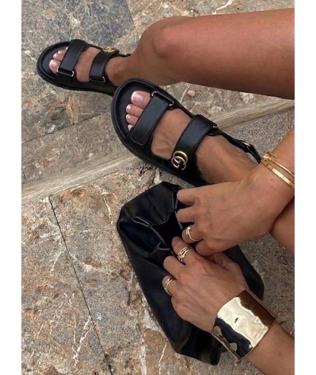GUCCI Черные кожаные сандалии, фото 6