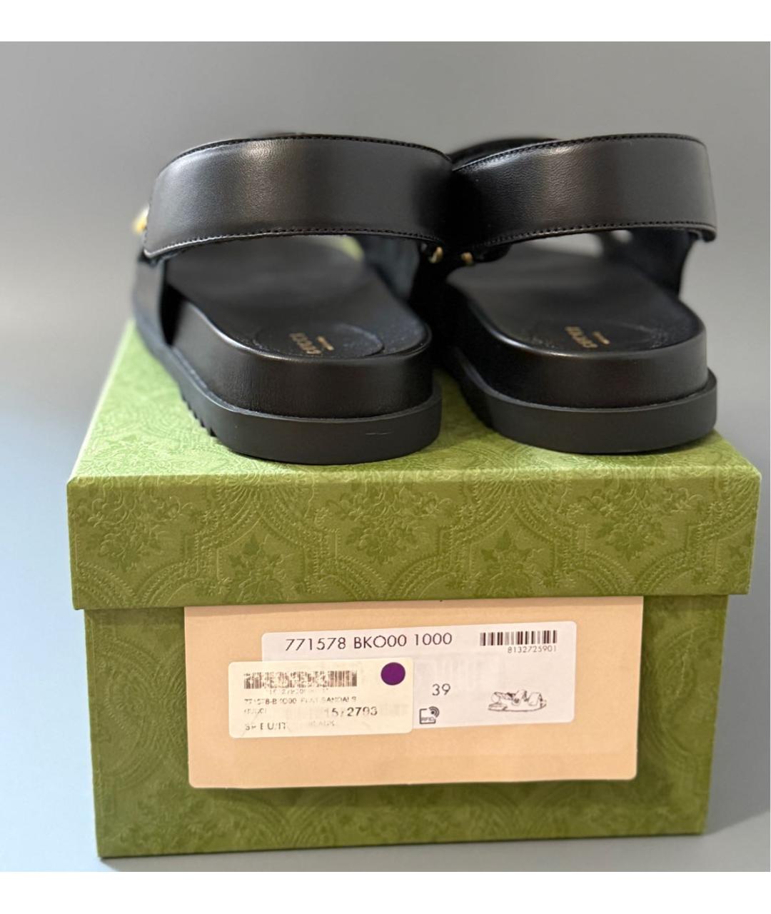 GUCCI Черные кожаные сандалии, фото 5