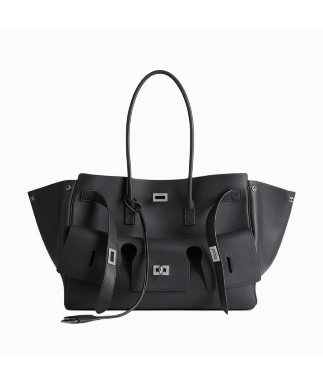 BALENCIAGA Черная кожаная сумка тоут, фото 8