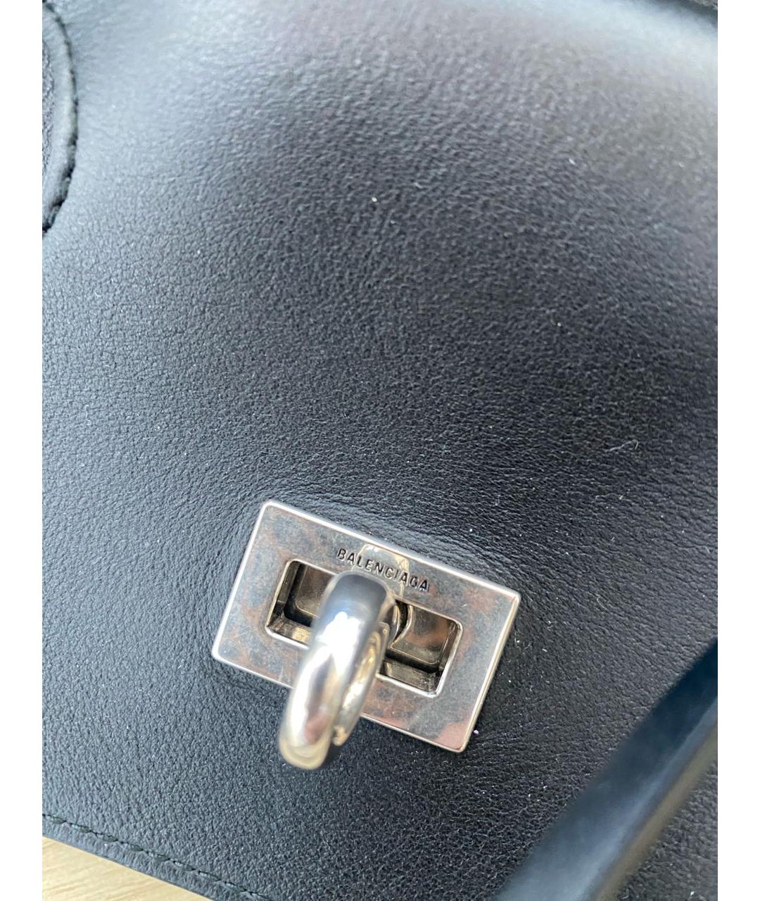 BALENCIAGA Черная кожаная сумка тоут, фото 5