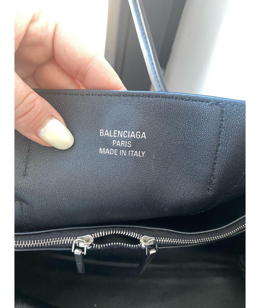 BALENCIAGA Черная кожаная сумка тоут, фото 4