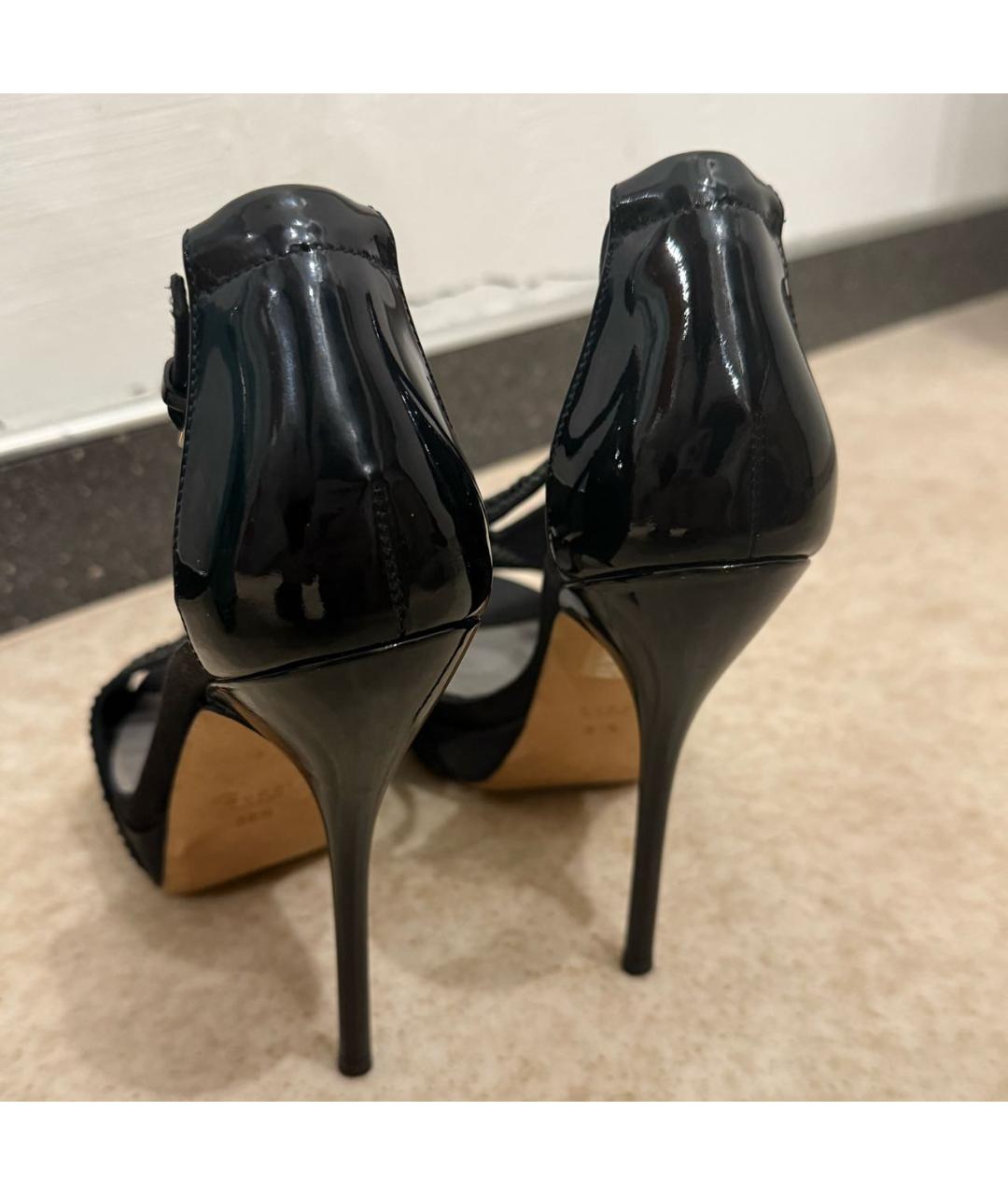 GUCCI Черные кожаные босоножки, фото 5