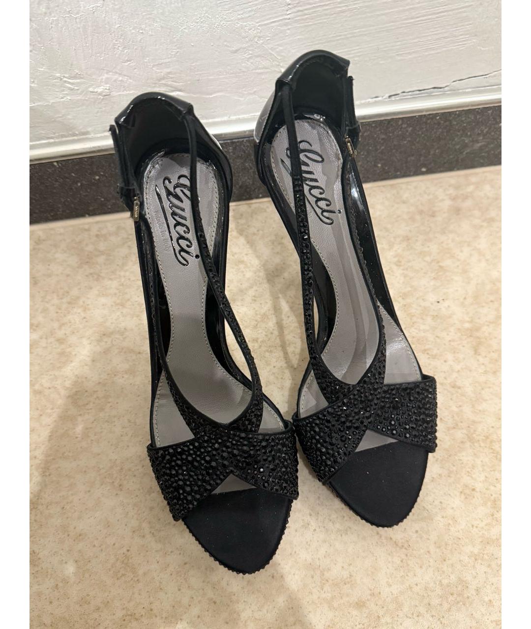 GUCCI Черные кожаные босоножки, фото 2