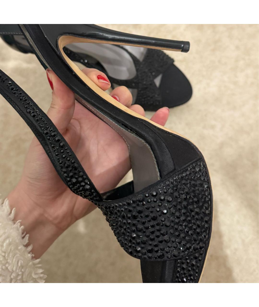 GUCCI Черные кожаные босоножки, фото 6