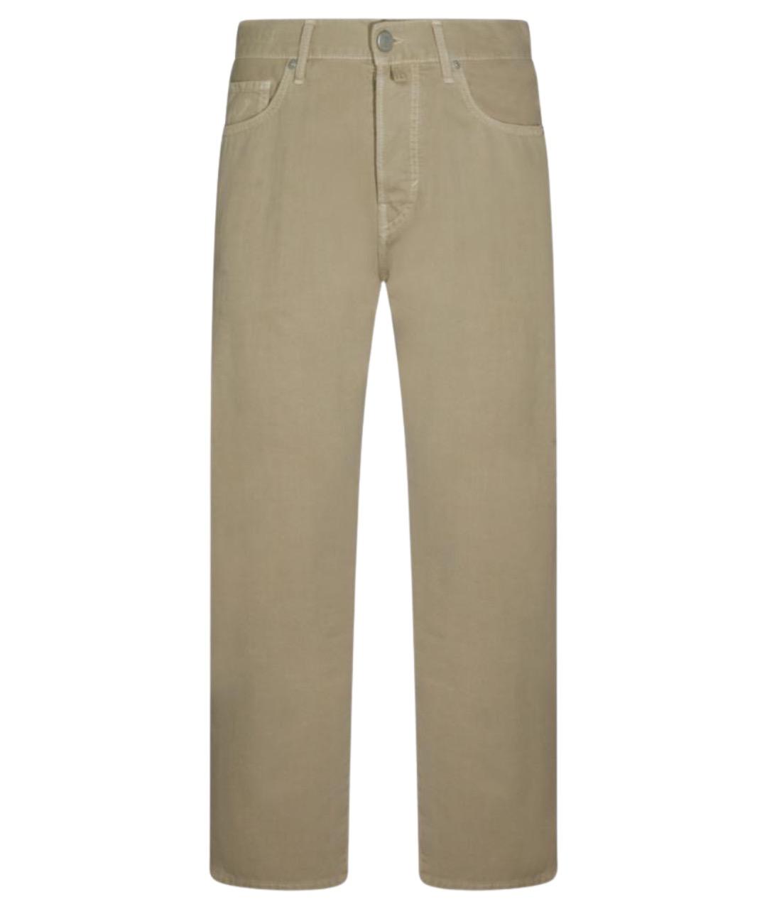 JACOB COHEN Бежевые хлопковые прямые джинсы, фото 1
