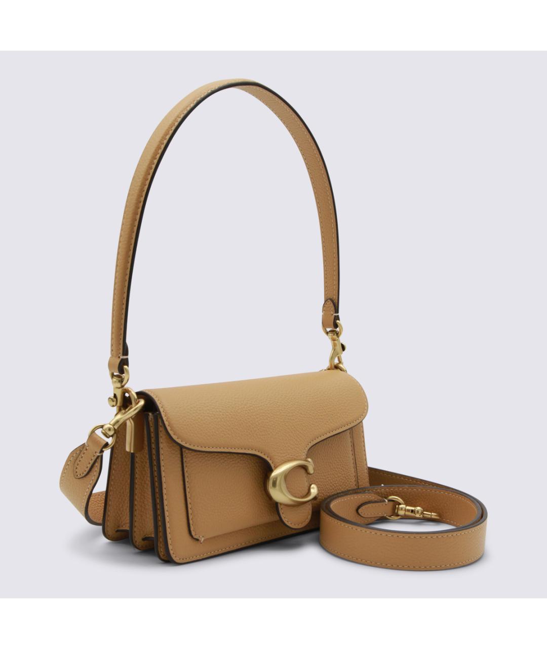 COACH Бежевая кожаная сумка через плечо, фото 2