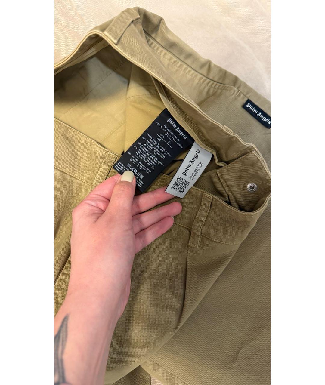 PALM ANGELS Зеленые хлопковые прямые джинсы, фото 4
