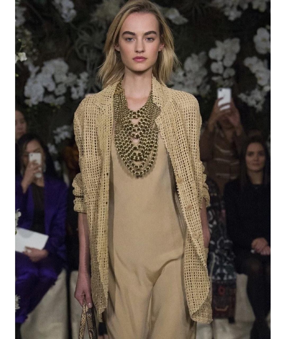 RALPH LAUREN COLLECTION Бежевый кожаный жакет/пиджак, фото 6