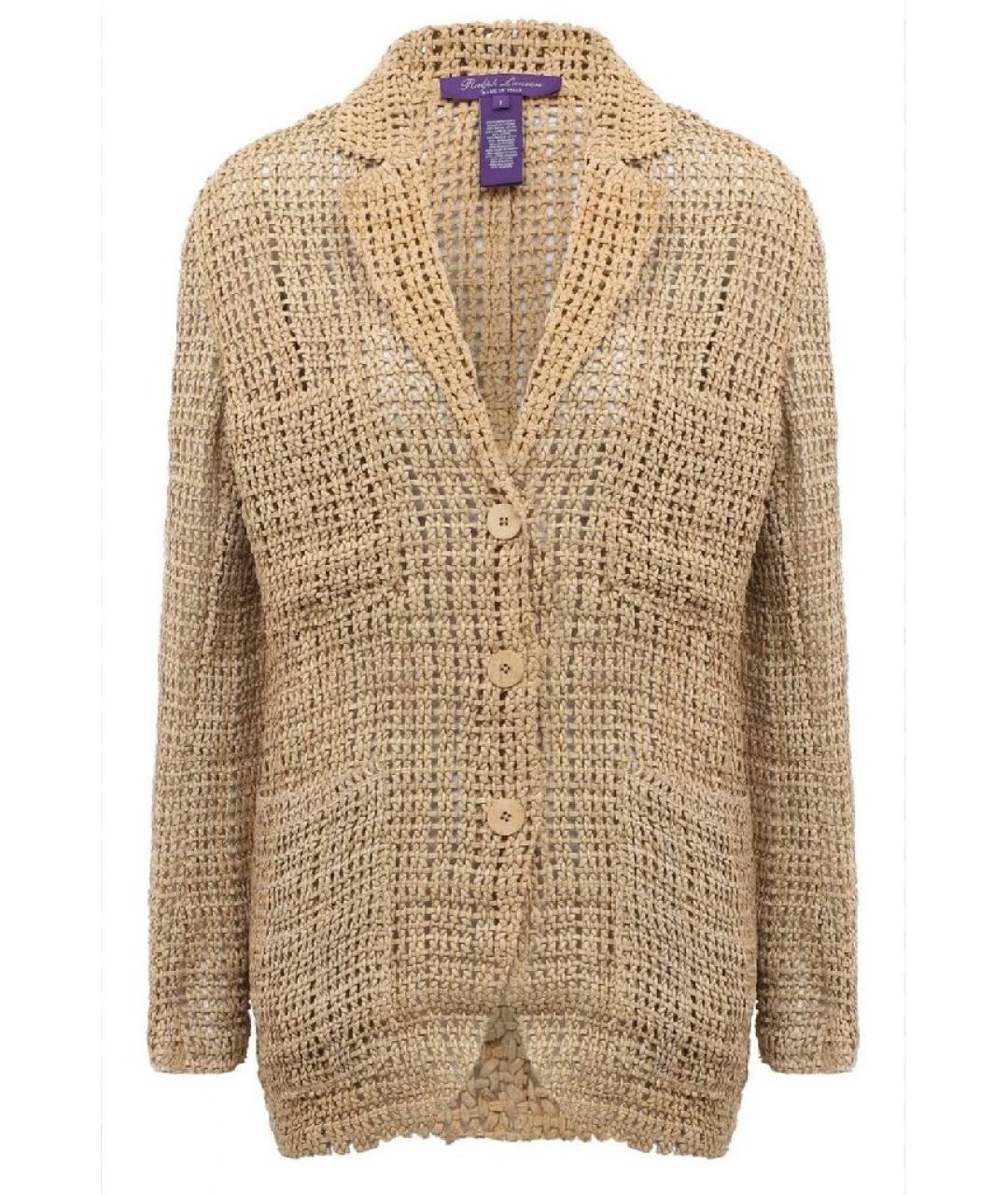 RALPH LAUREN COLLECTION Бежевый кожаный жакет/пиджак, фото 1