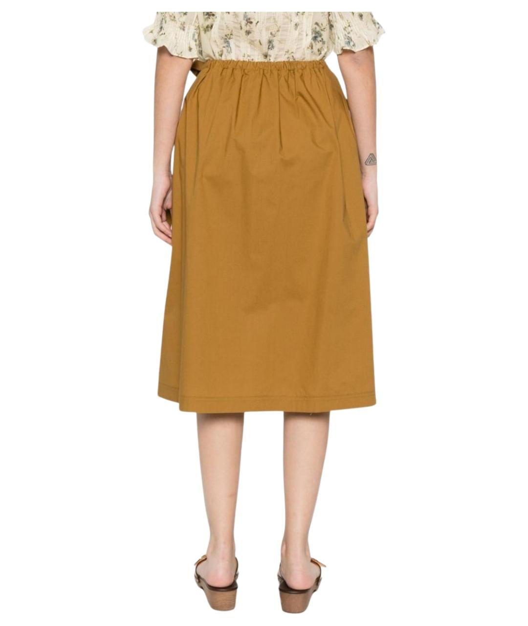 PINKO Коричневая хлопковая юбка миди, фото 3