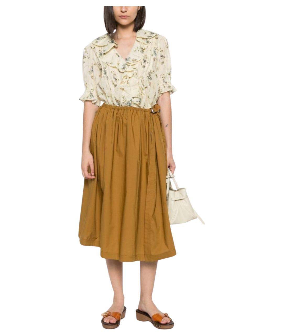 PINKO Коричневая хлопковая юбка миди, фото 2