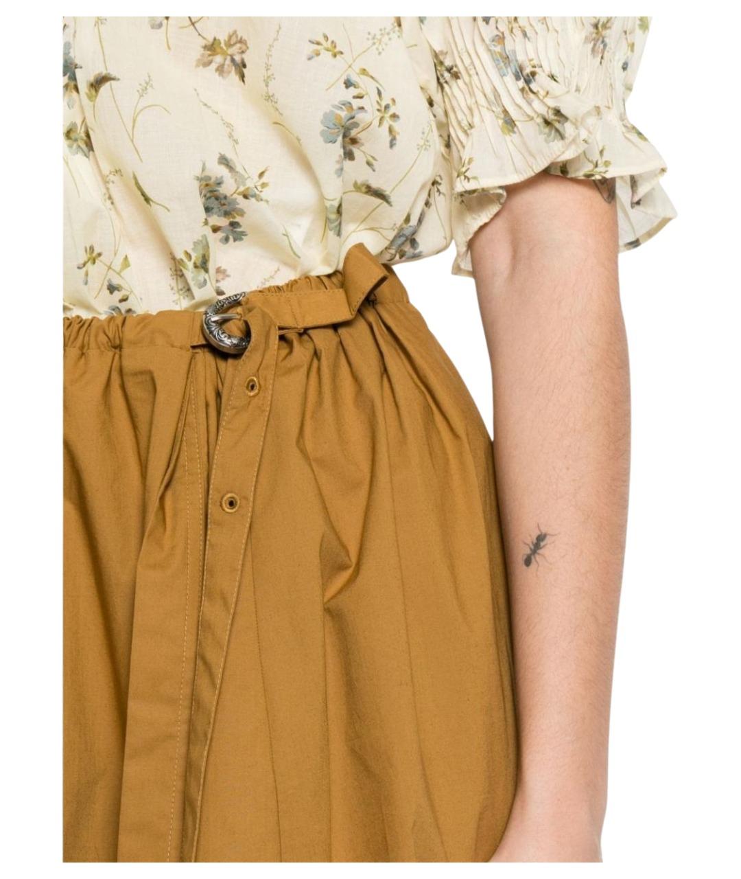 PINKO Коричневая хлопковая юбка миди, фото 5