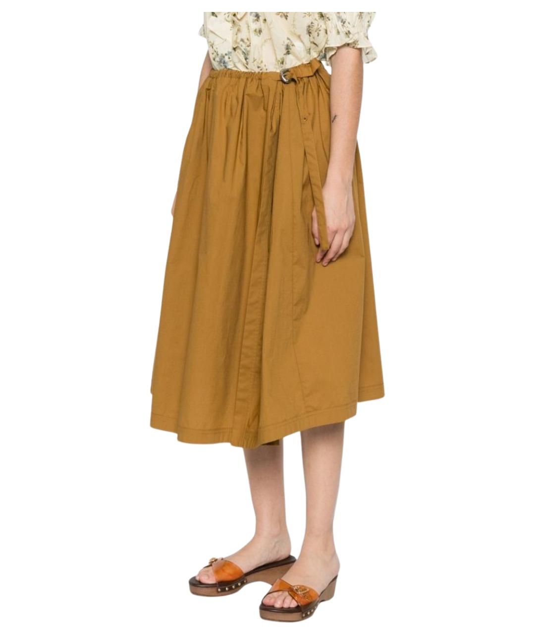 PINKO Коричневая хлопковая юбка миди, фото 4