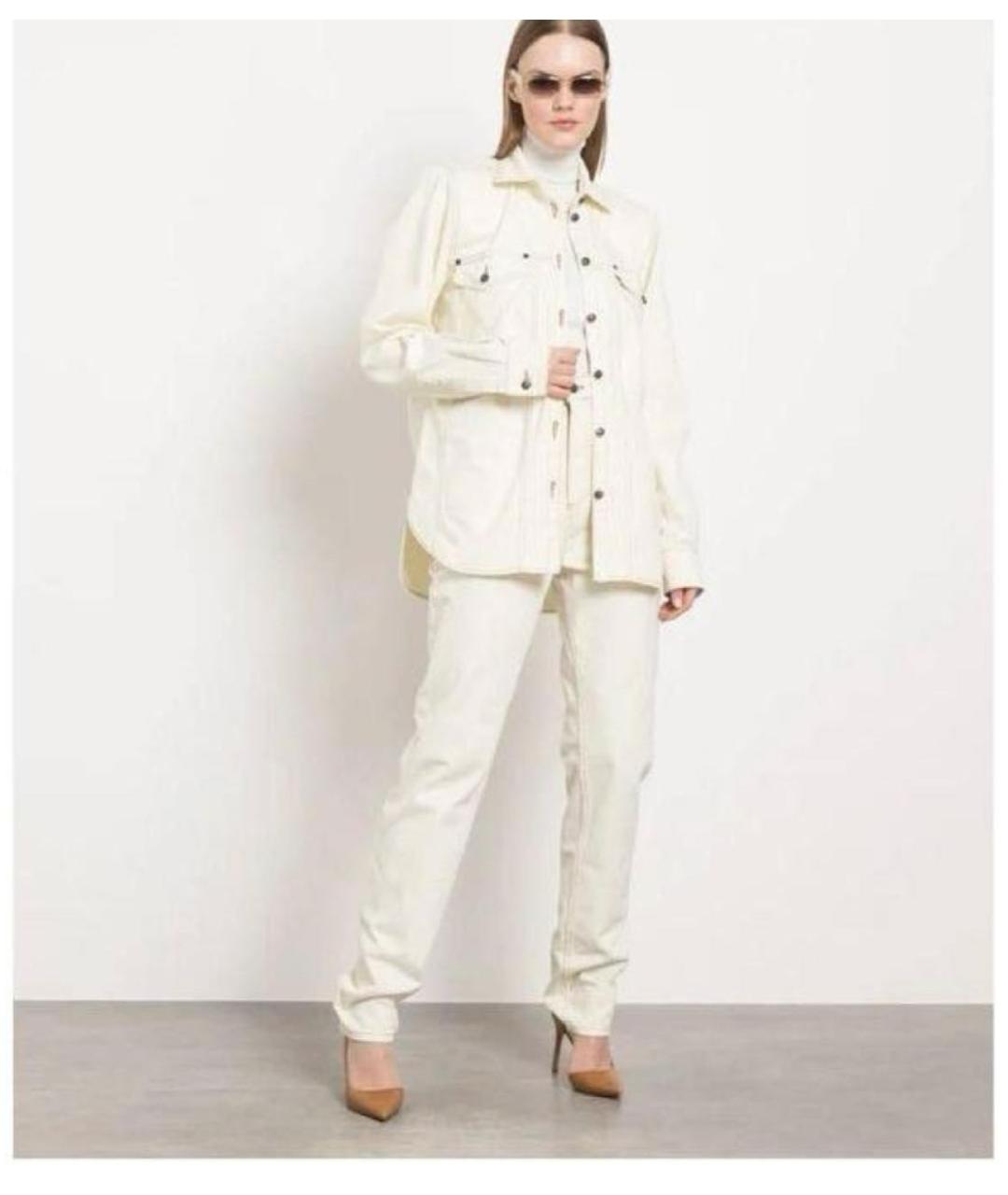 MAGDA BUTRYM Бежевые хлопко-кашемировые прямые джинсы, фото 4