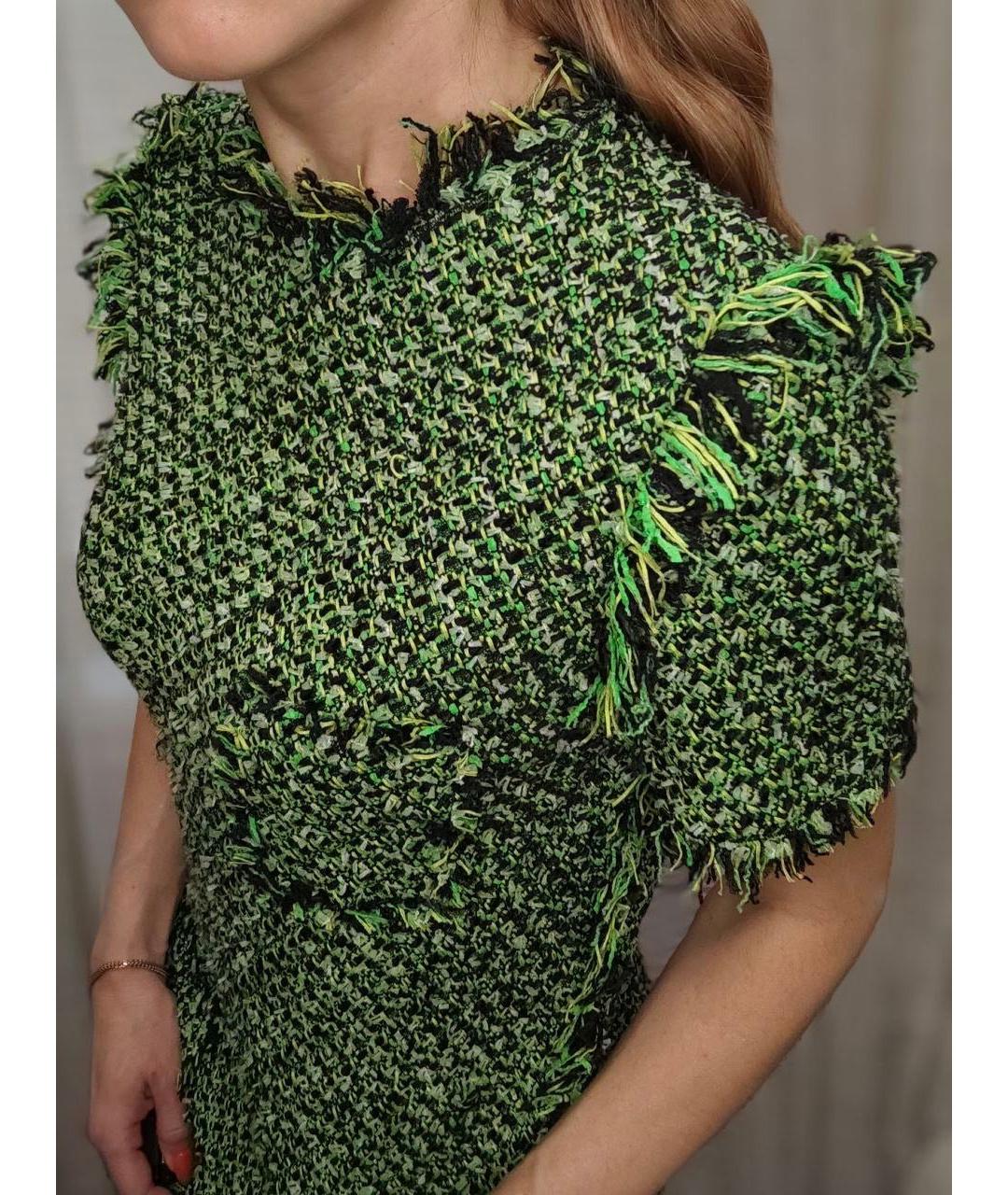 LANVIN Зеленые хлопковое повседневное платье, фото 4