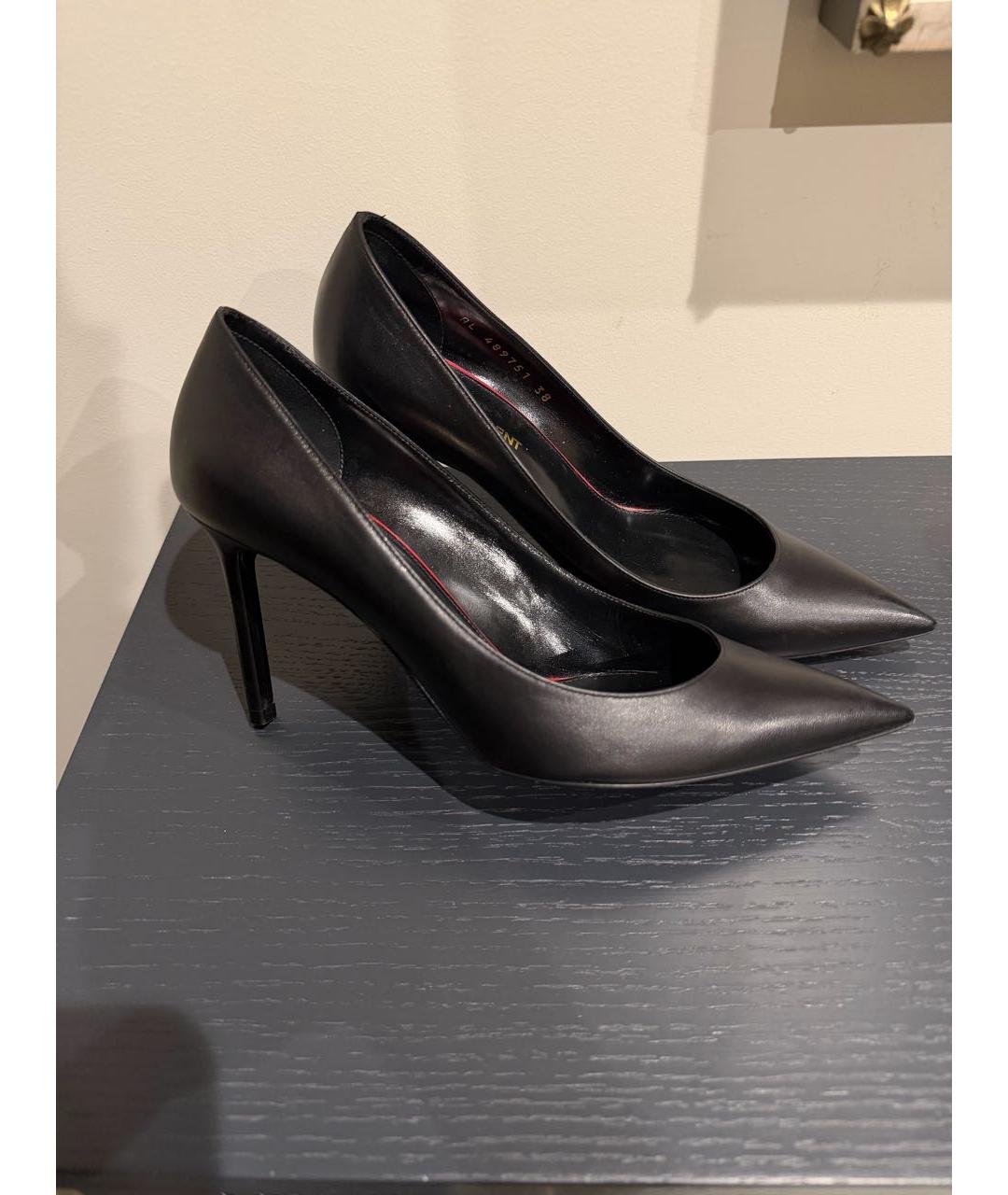 SAINT LAURENT Черные кожаные туфли, фото 8