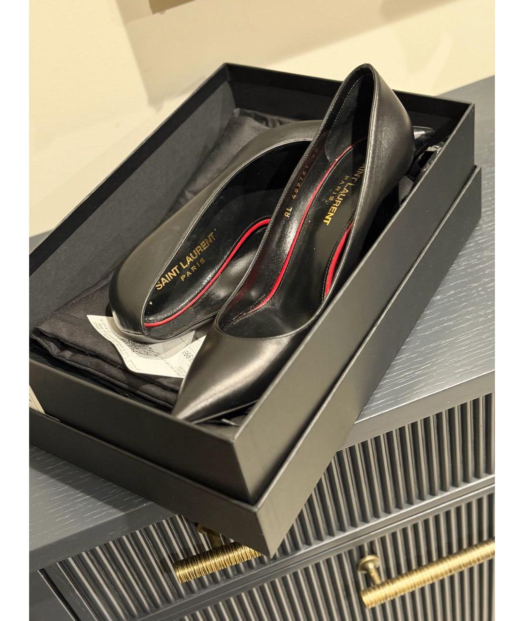 SAINT LAURENT Черные кожаные туфли, фото 4