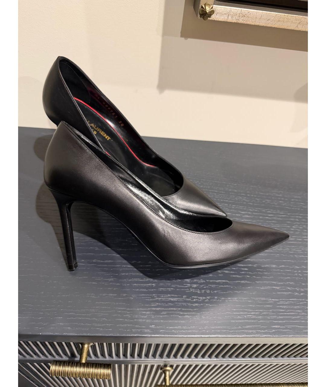 SAINT LAURENT Черные кожаные туфли, фото 9