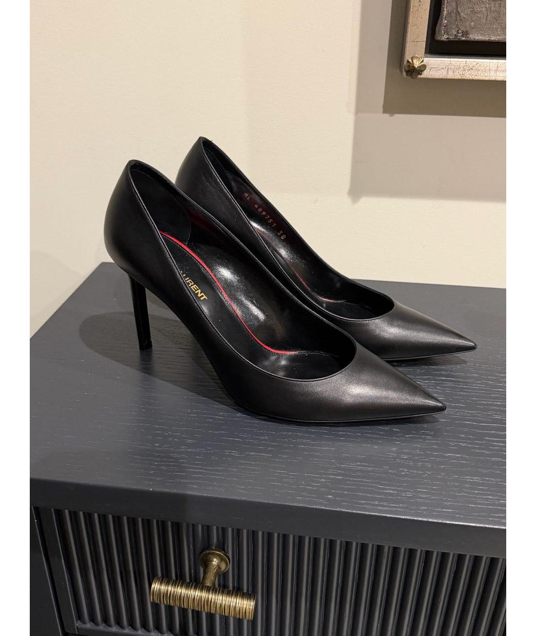 SAINT LAURENT Черные кожаные туфли, фото 2