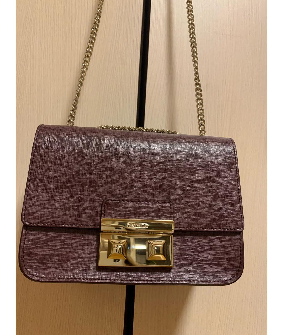 FURLA Бордовая кожаная сумка через плечо, фото 9