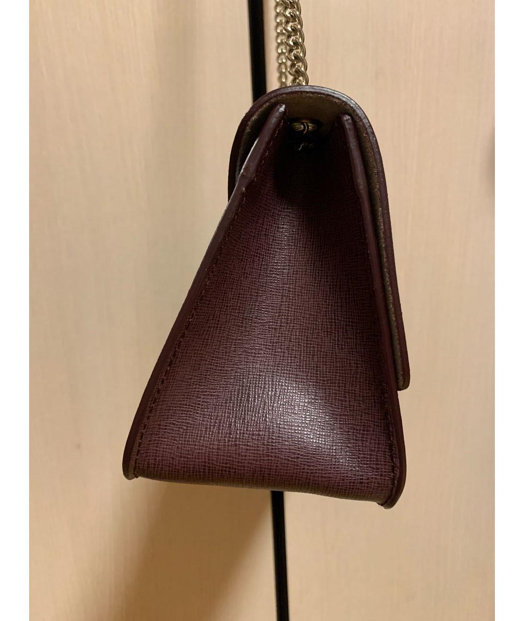 FURLA Бордовая кожаная сумка через плечо, фото 4