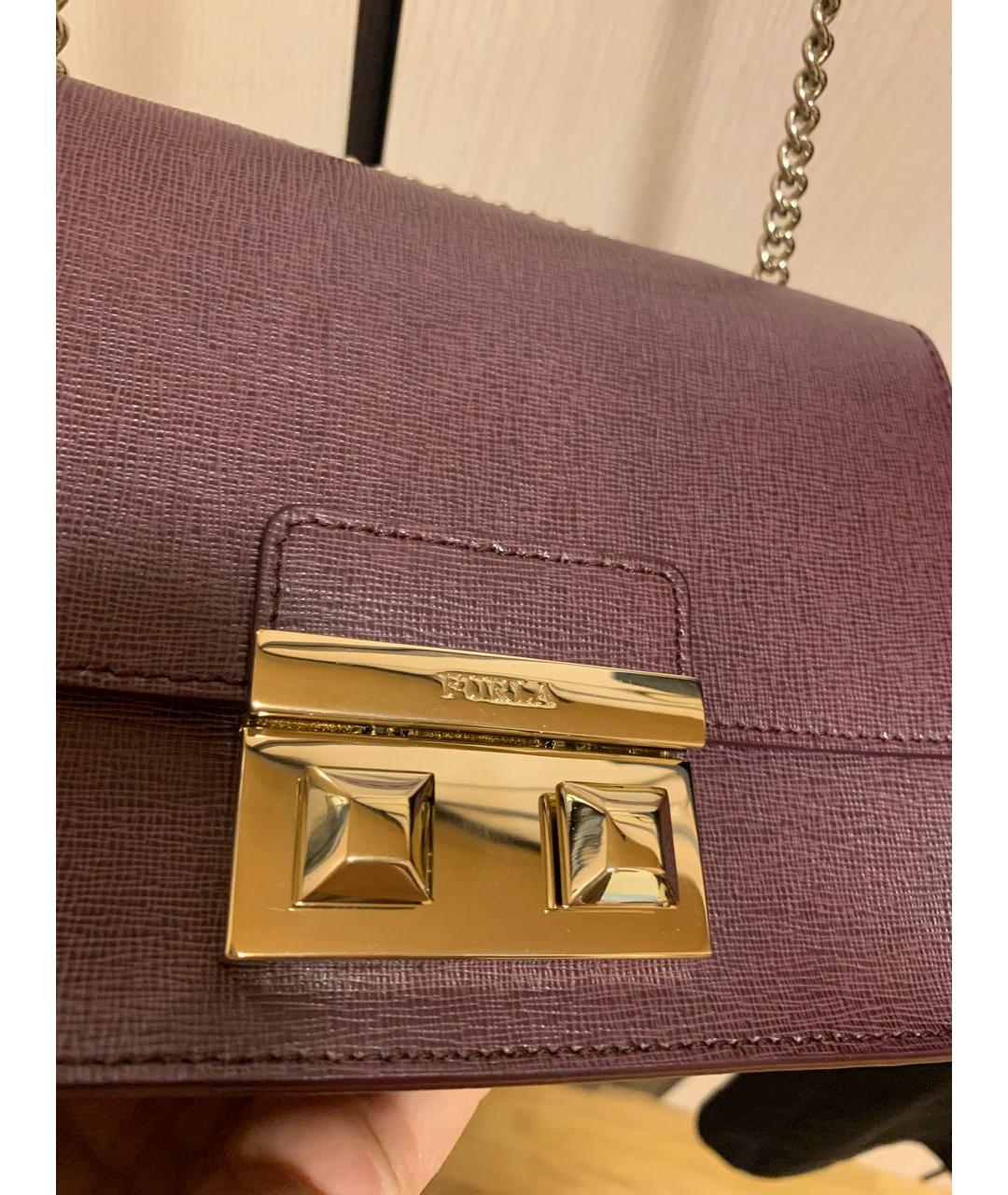 FURLA Бордовая кожаная сумка через плечо, фото 6