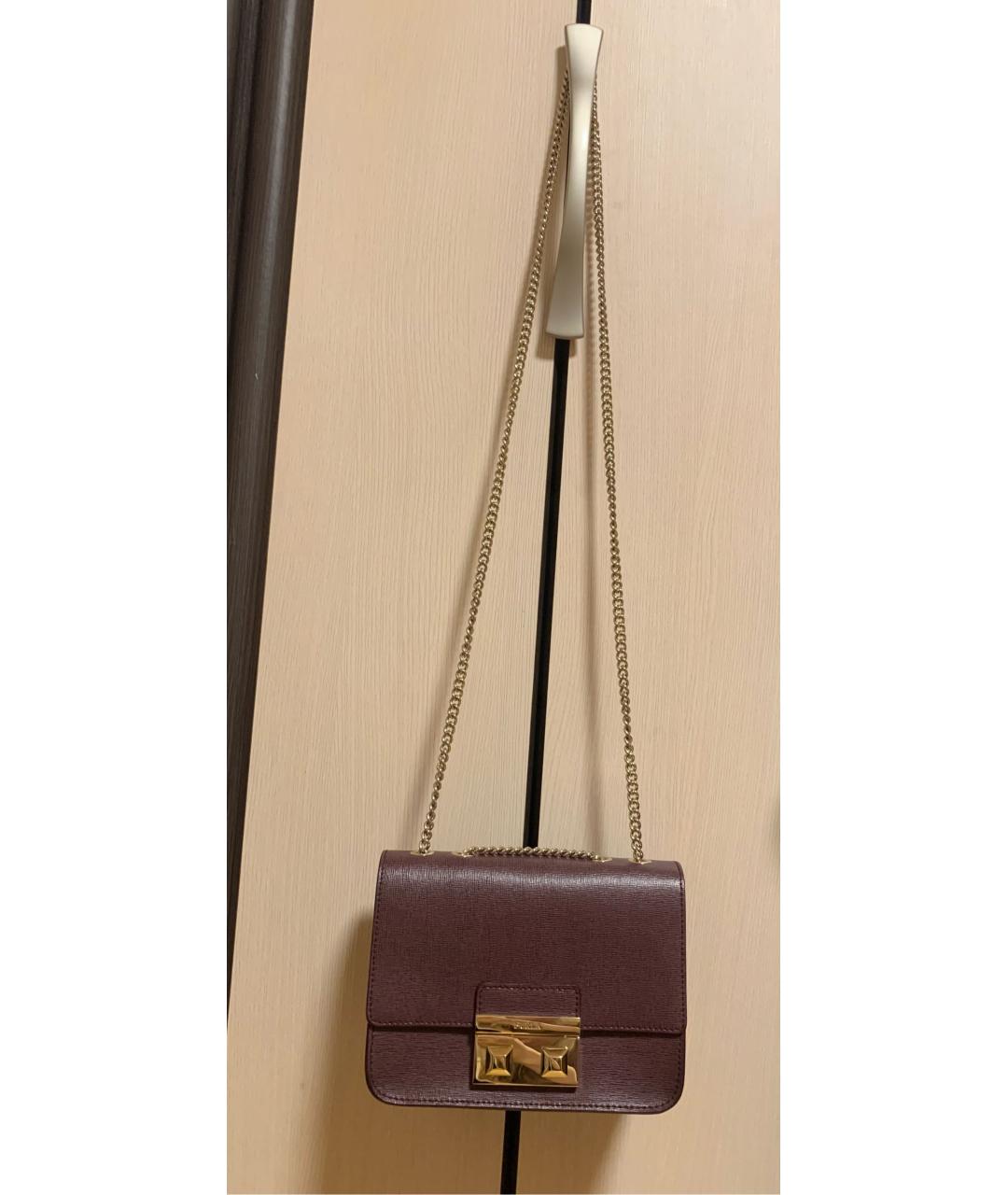 FURLA Бордовая кожаная сумка через плечо, фото 2