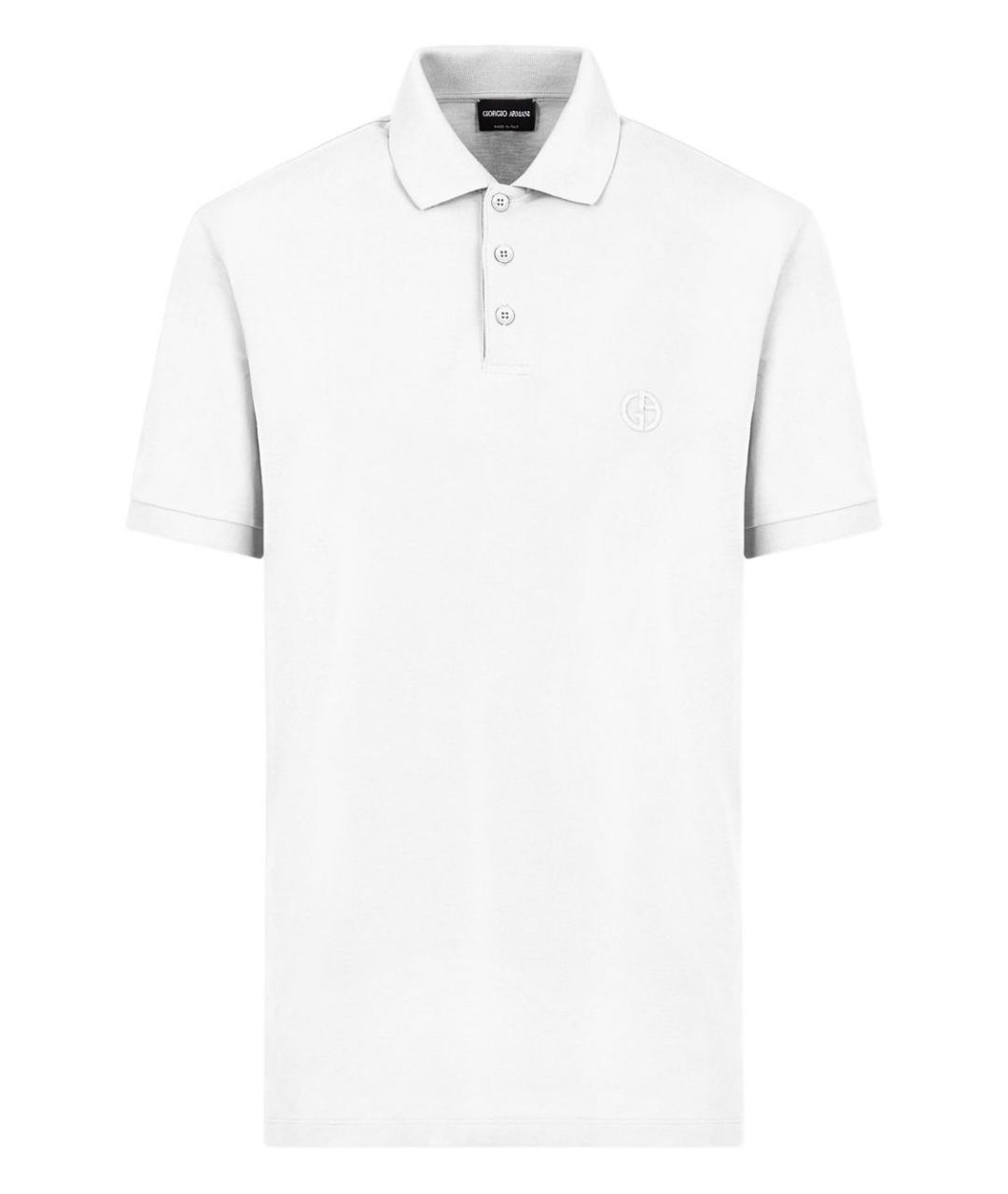 GIORGIO ARMANI Белое хлопковое поло с коротким рукавом, фото 1