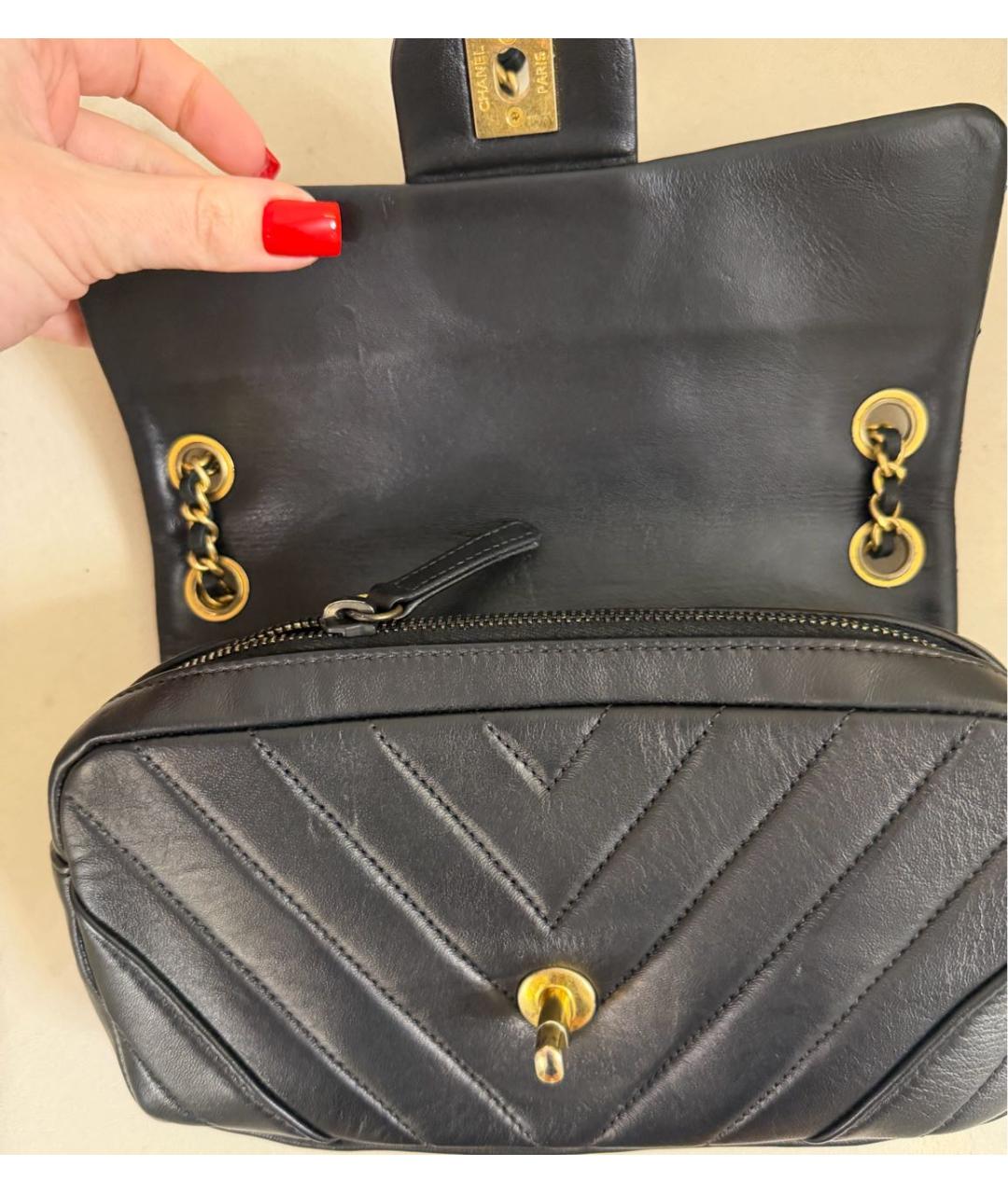 CHANEL Черная кожаная сумка через плечо, фото 8