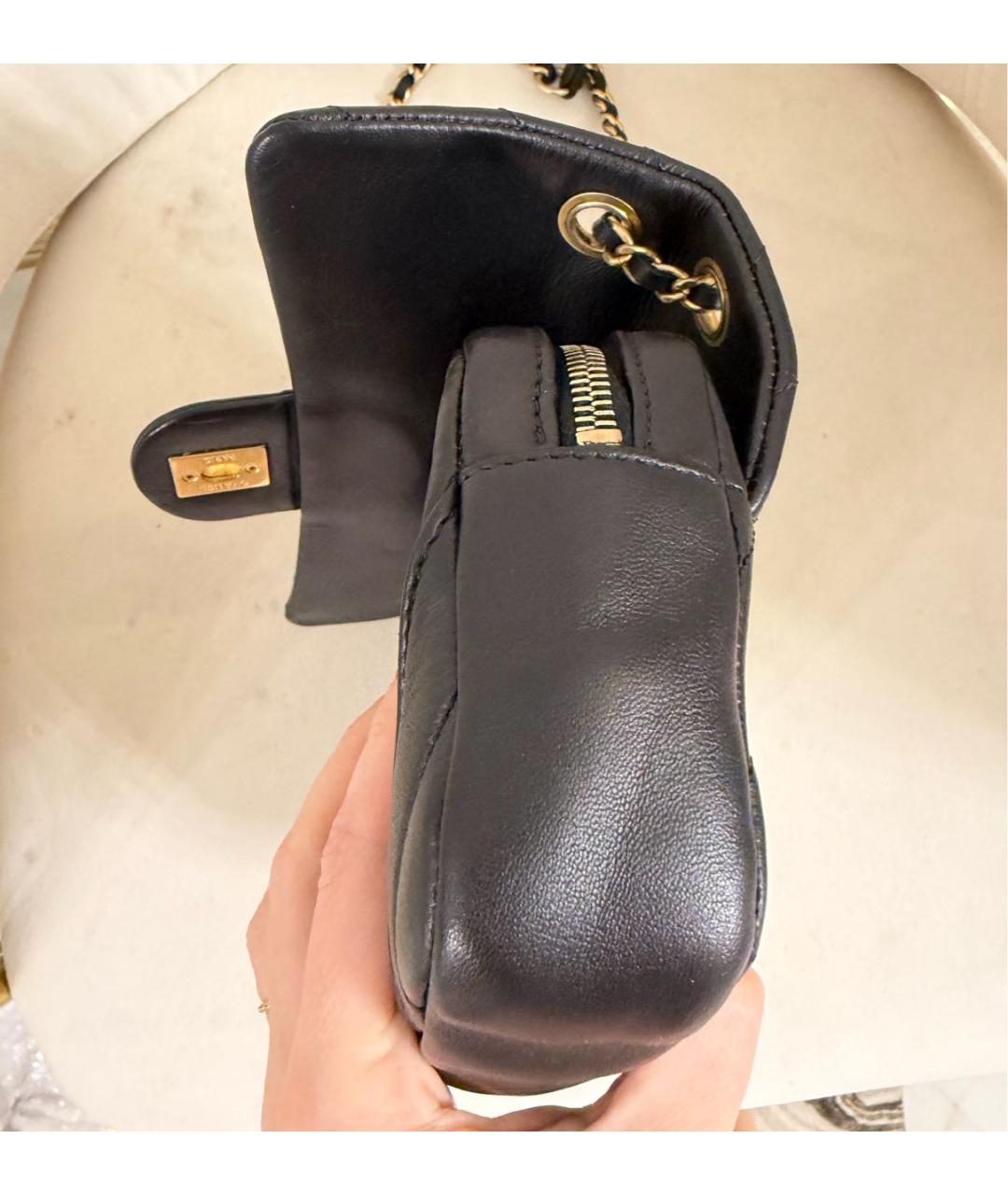 CHANEL Черная кожаная сумка через плечо, фото 6