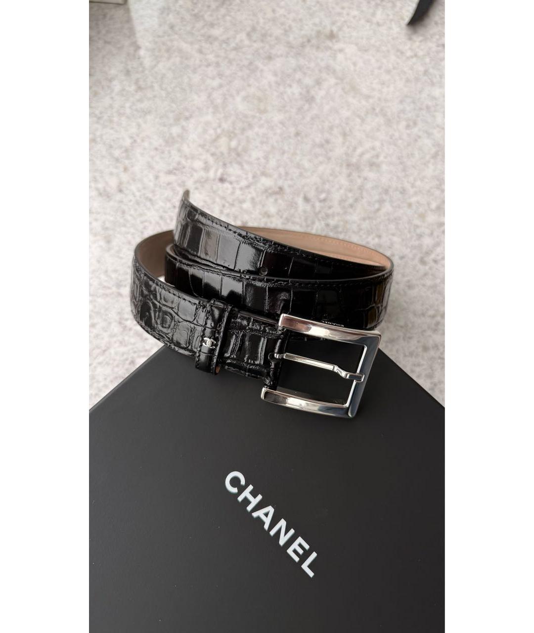 CHANEL Черный кожаный ремень, фото 3