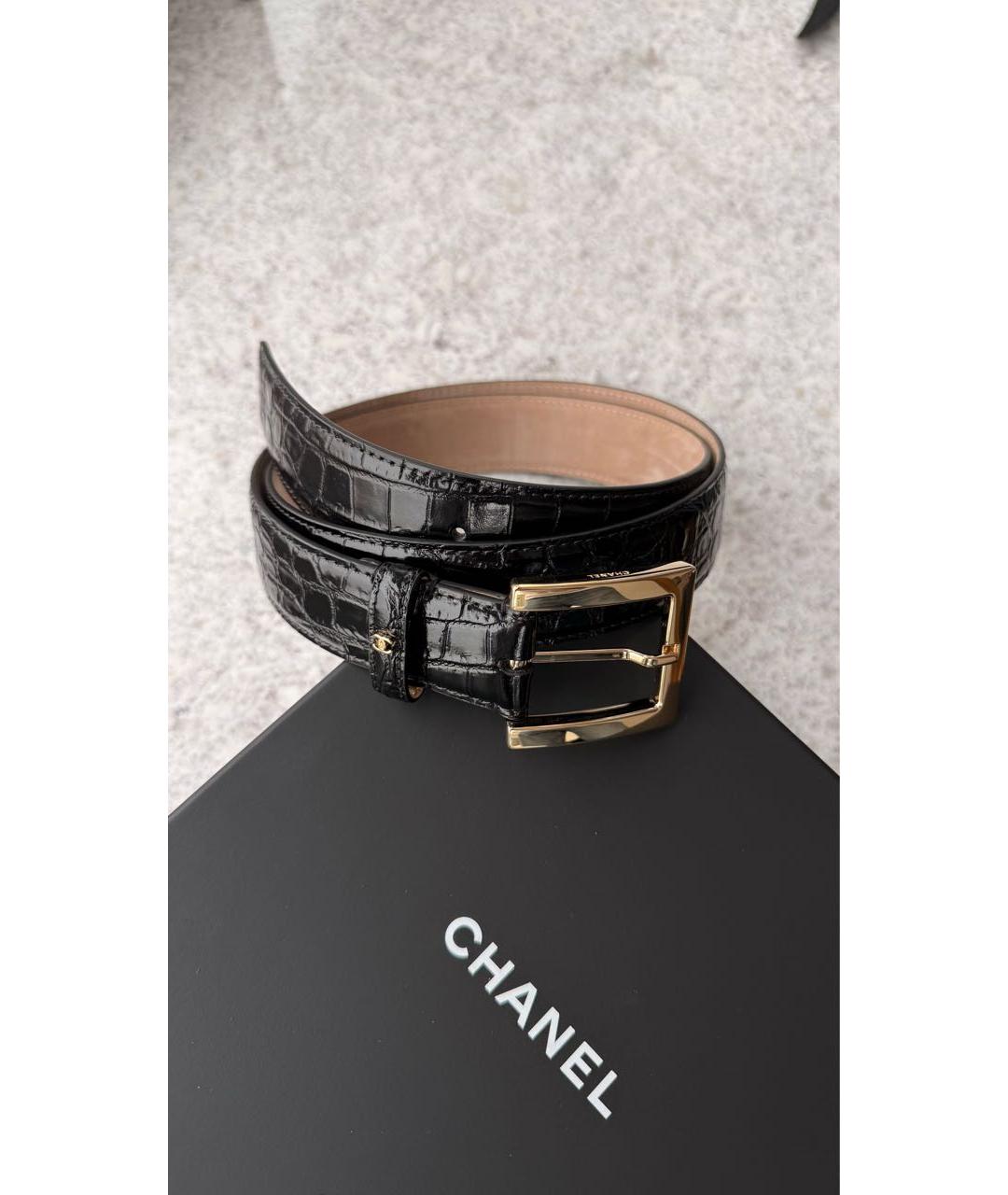 CHANEL Черный кожаный ремень, фото 3