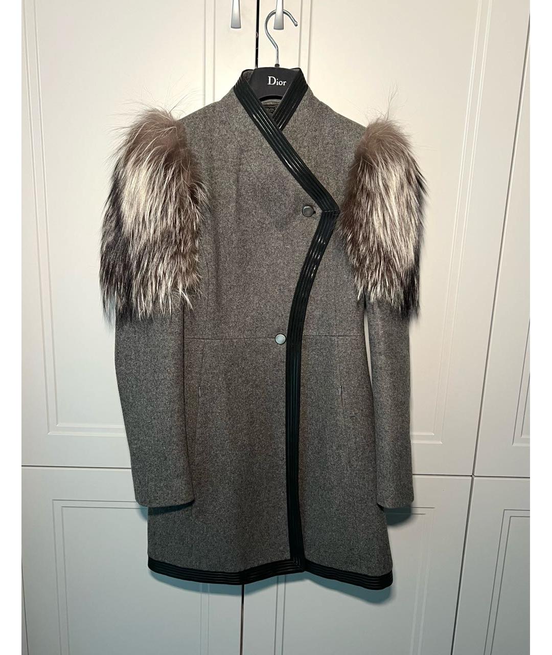 JOHN RICHMOND Серое шерстяное пальто, фото 7