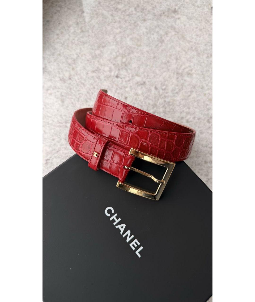 CHANEL Бордовый кожаный ремень, фото 3