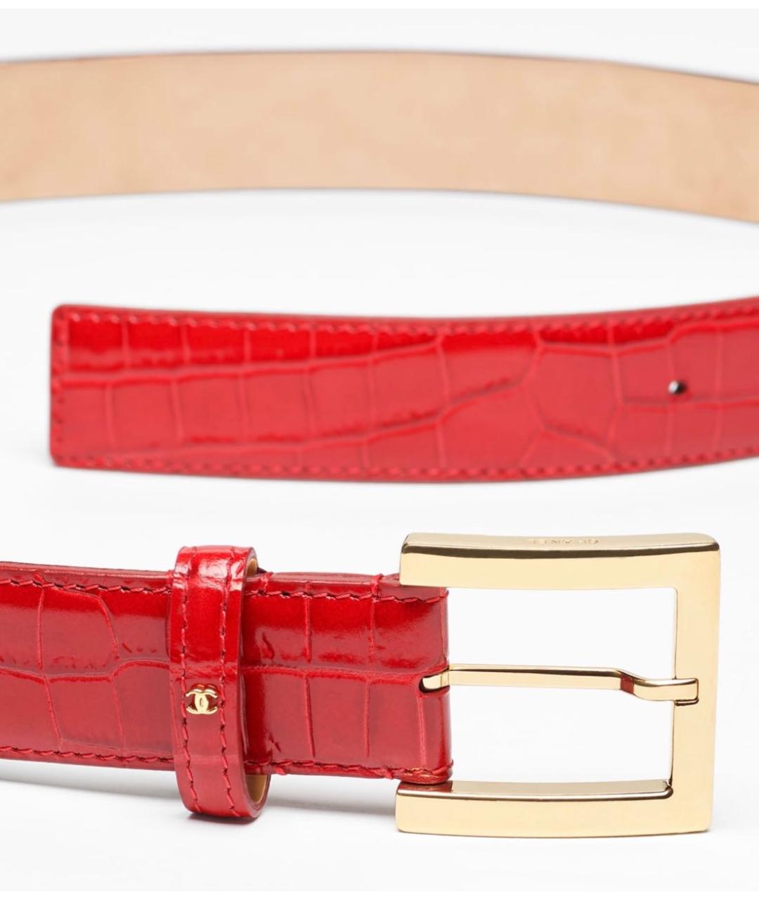 CHANEL Бордовый кожаный ремень, фото 2