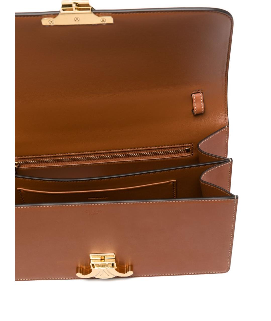 CELINE Коричневая кожаная сумка через плечо, фото 4