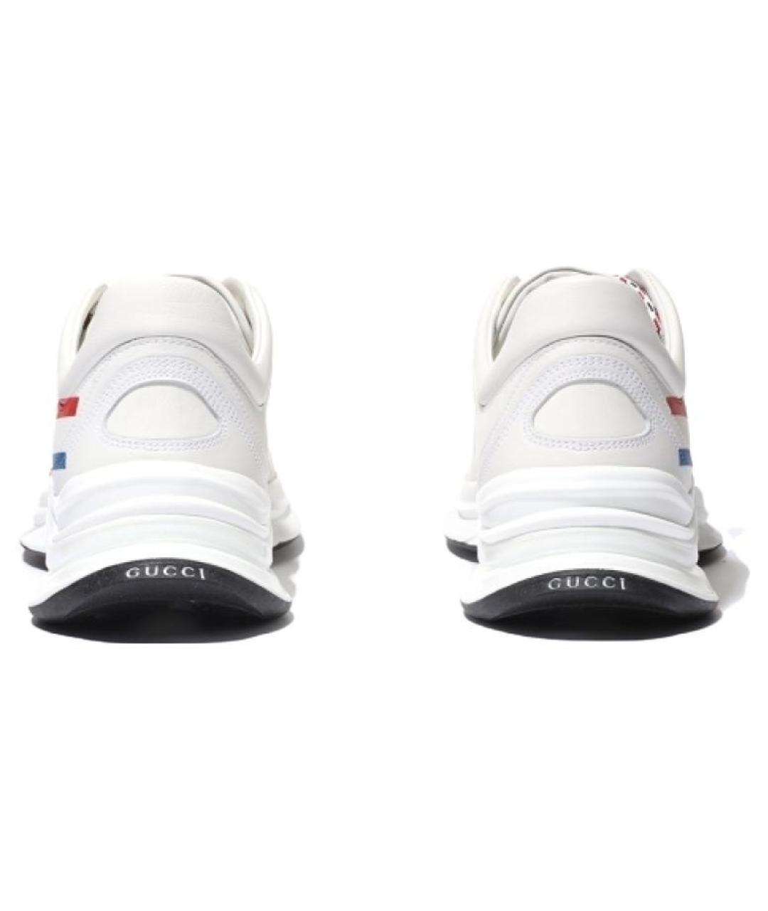 GUCCI Белые кожаные низкие кроссовки / кеды, фото 4