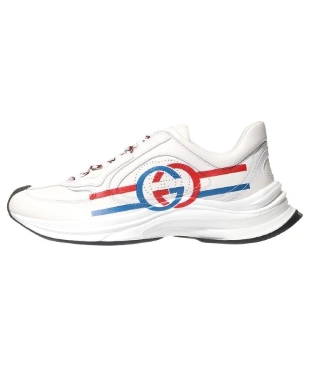 GUCCI Белые кожаные низкие кроссовки / кеды, фото 6