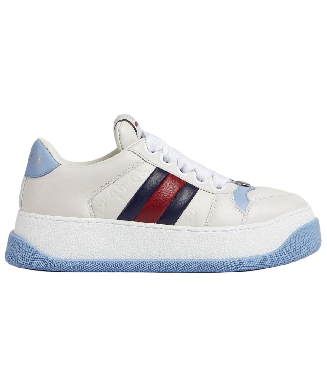 GUCCI Белые кожаные кроссовки, фото 1