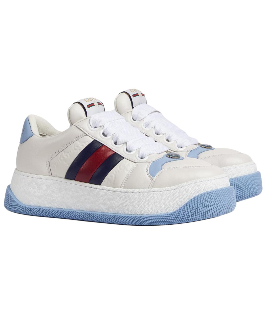 GUCCI Белые кожаные кроссовки, фото 3